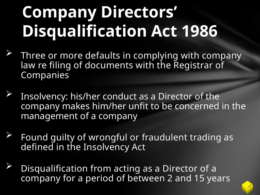 Legal duties of a Company Director Duty to promote - slide 21 of 24