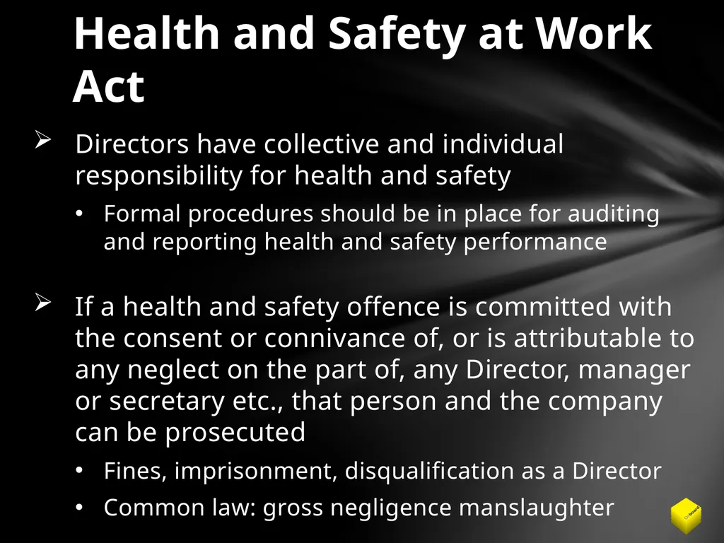Legal duties of a Company Director Duty to promote - slide 23 of 24