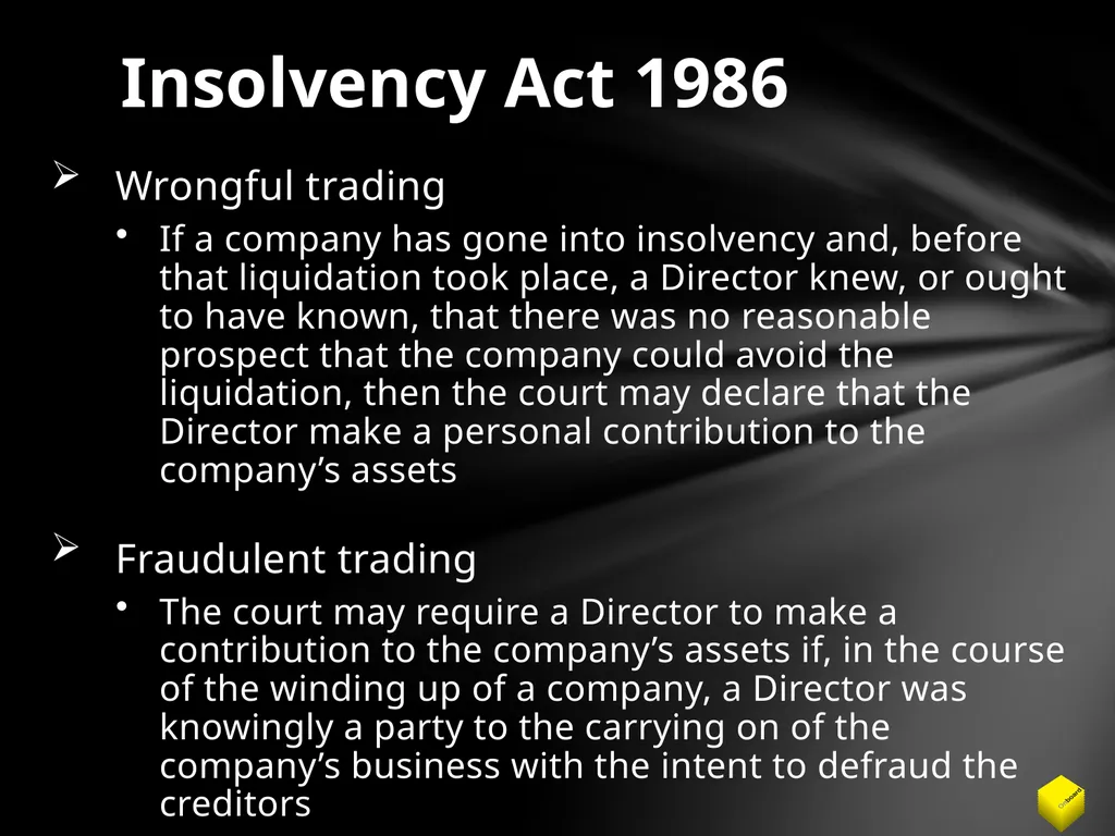 Legal duties of a Company Director Duty to promote - slide 22 of 24