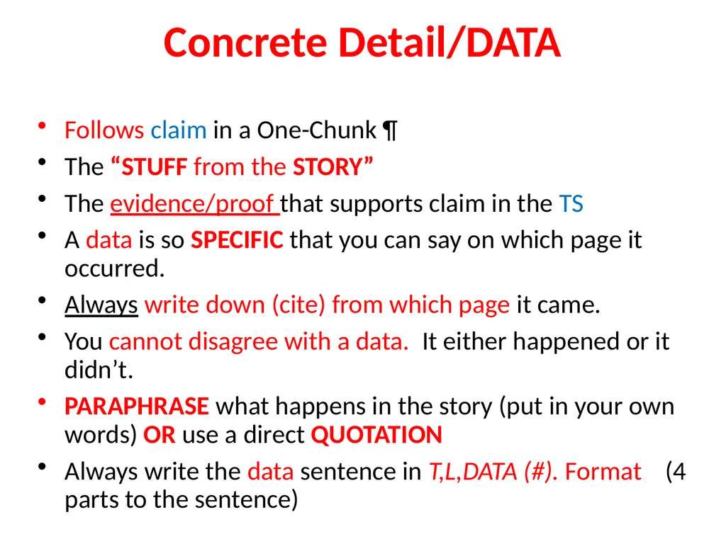 Writing a ONE-Chunk Paragraph Jane Schaffer – - slide 6 of 17