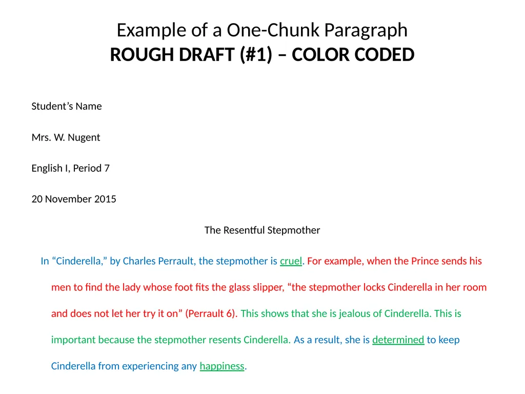 Writing a ONE-Chunk Paragraph Jane Schaffer – - slide 15 of 17