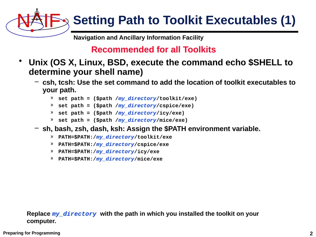 Preparing for Programming Using the SPICE Toolkits - slide 2 of 19