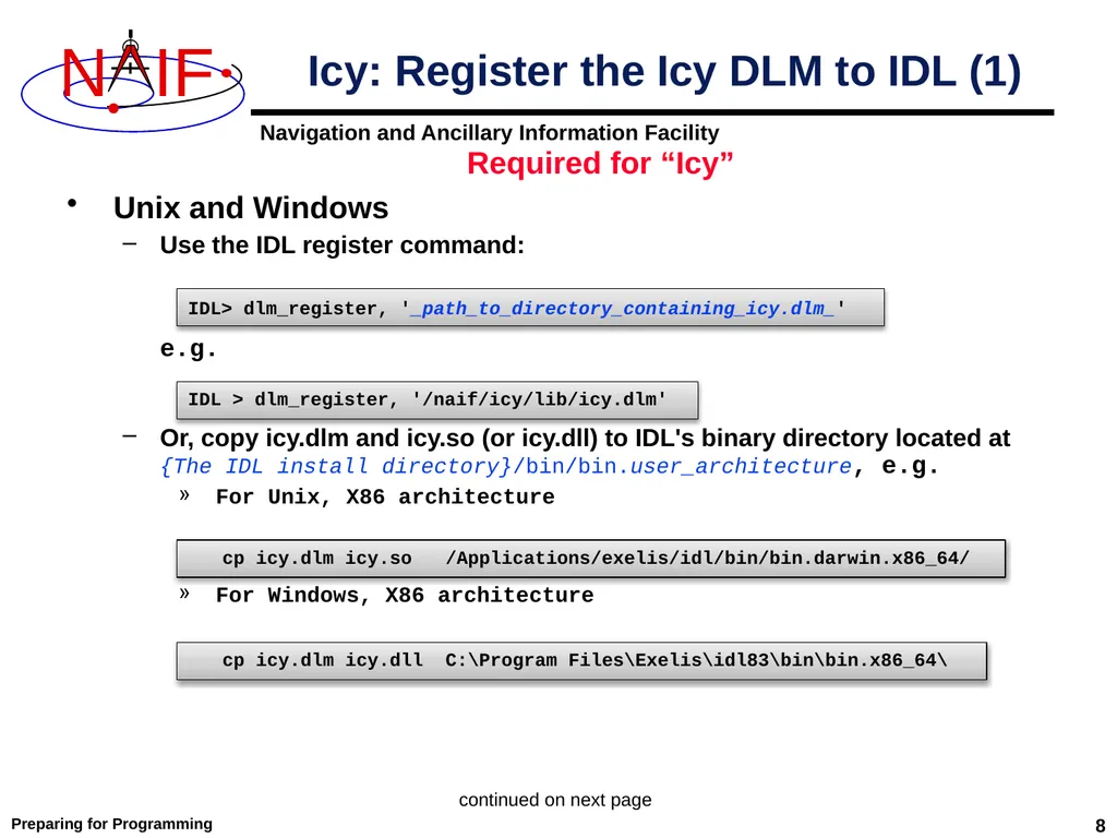 Preparing for Programming Using the SPICE Toolkits - slide 8 of 19