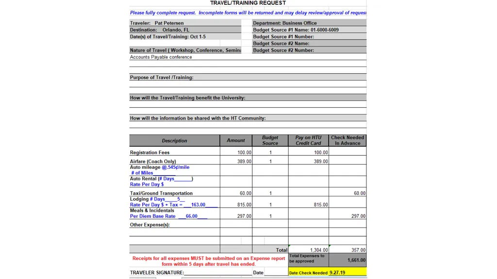 Travel & Training Expenses TTR - RP/PO Purchases - slide 3 of 7