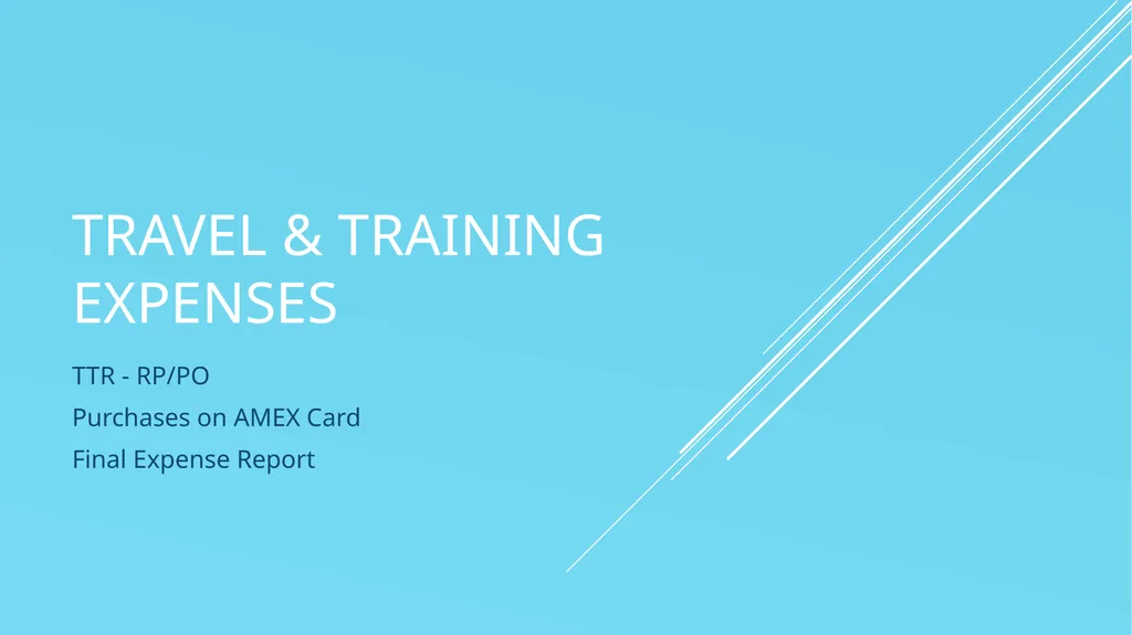 Travel & Training Expenses TTR - RP/PO Purchases