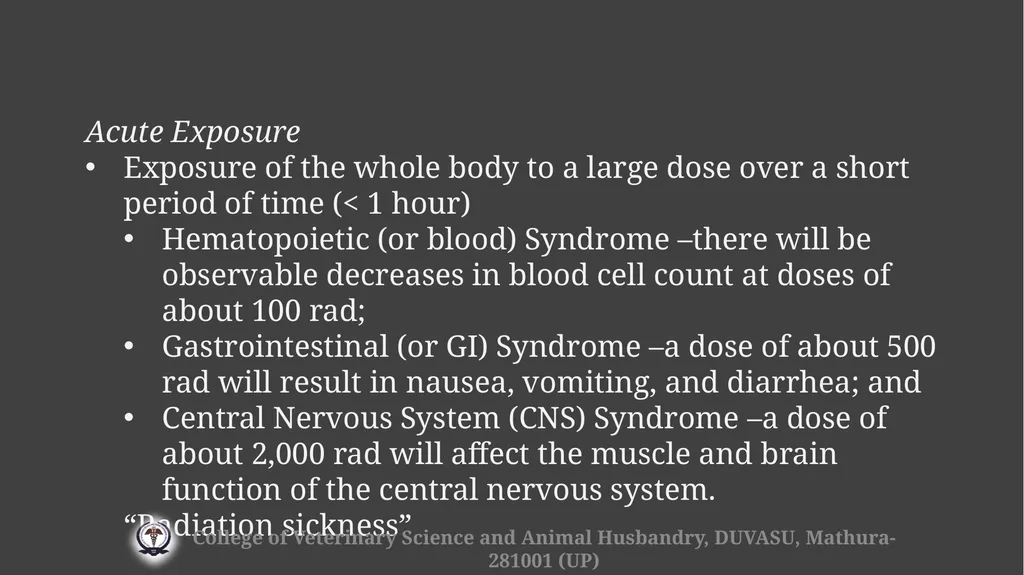 Radiation hazards & safety Gulshan Kumar MVSc, PhD - slide 19 of 29