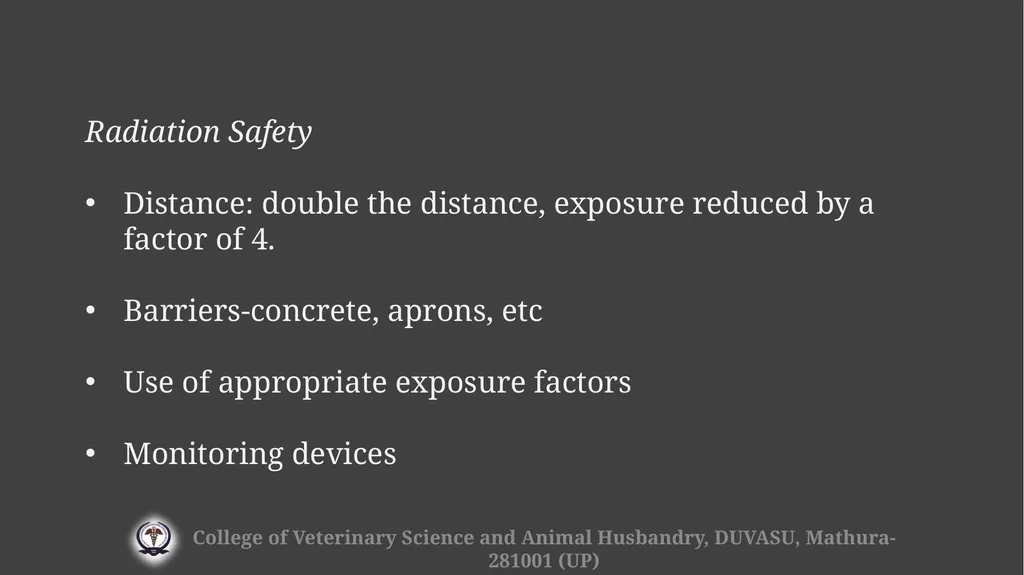 Radiation hazards & safety Gulshan Kumar MVSc, PhD - slide 21 of 29