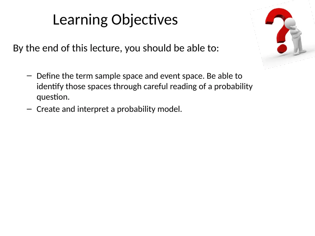 Introduction to Probability Learning Objectives By - slide 2 of 18