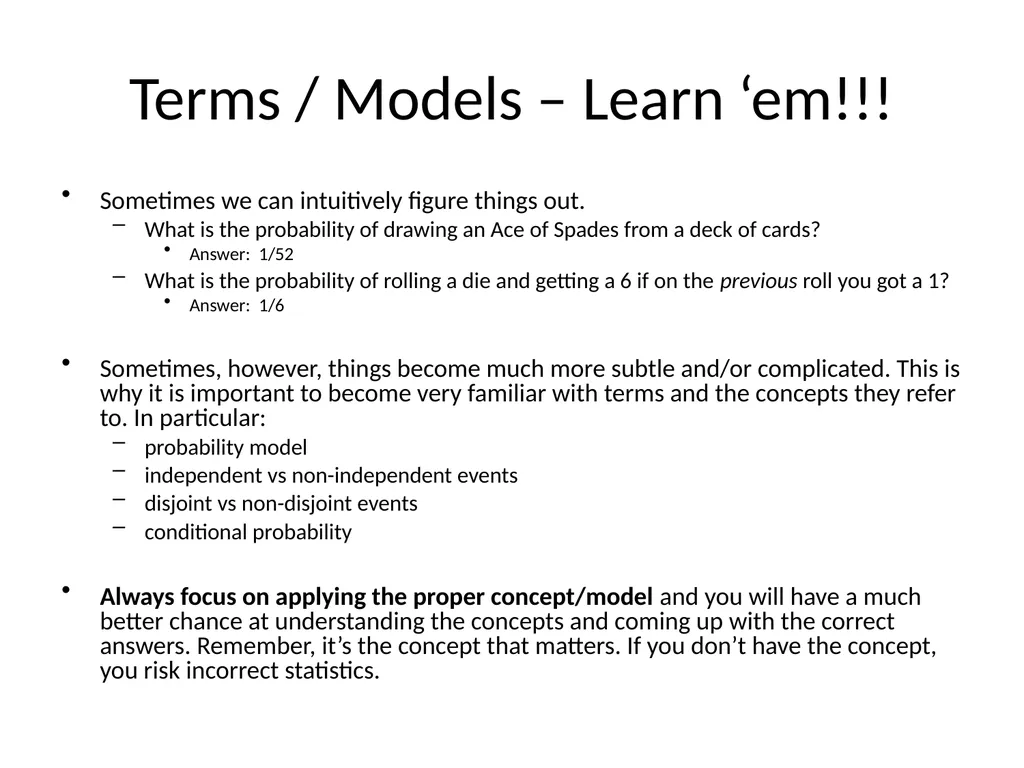 Introduction to Probability Learning Objectives By - slide 6 of 18