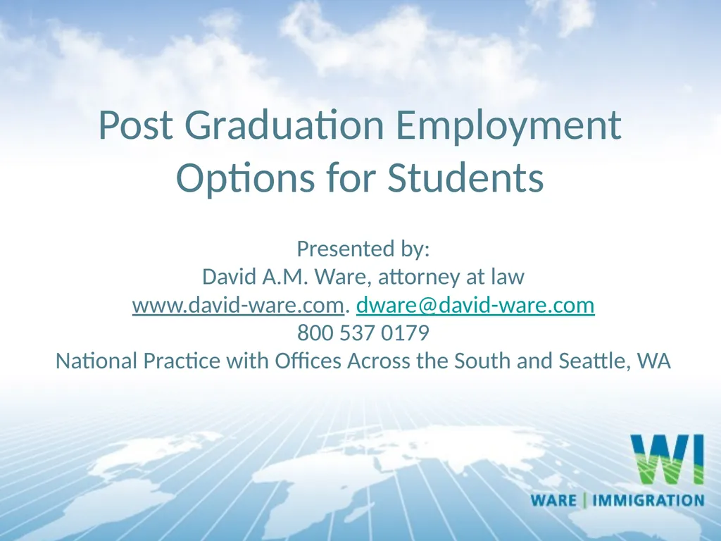 Post Graduation Employment Options for Students - slide 1 of 55