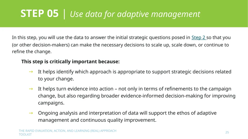 The Rapid Evaluation, Action, and Learning (REAL) - slide 25 of 29