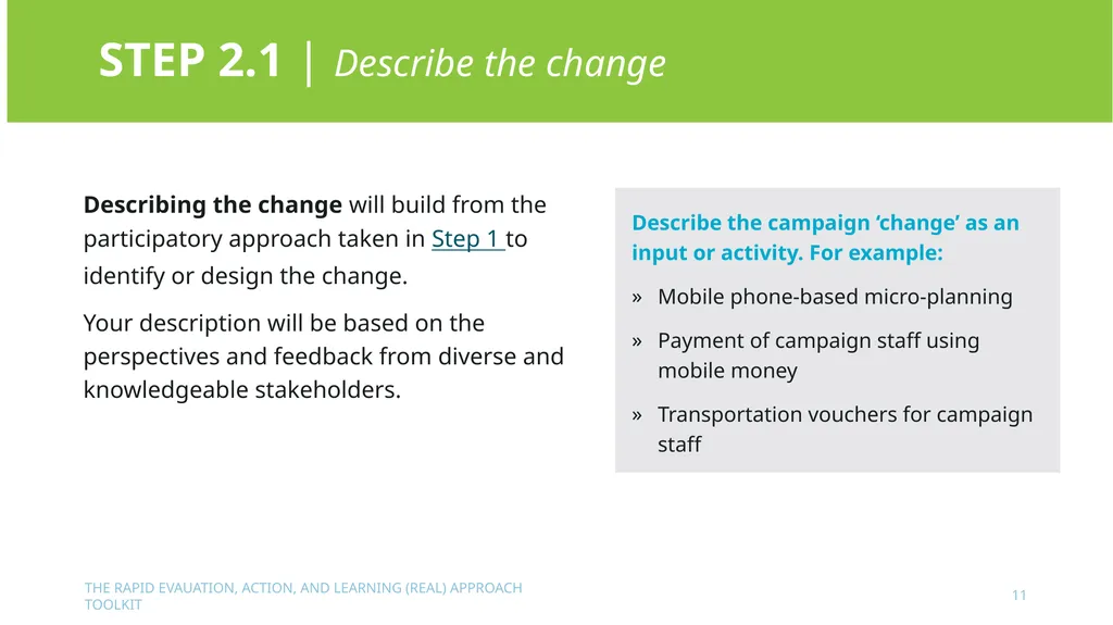 The Rapid Evaluation, Action, and Learning (REAL) - slide 11 of 29
