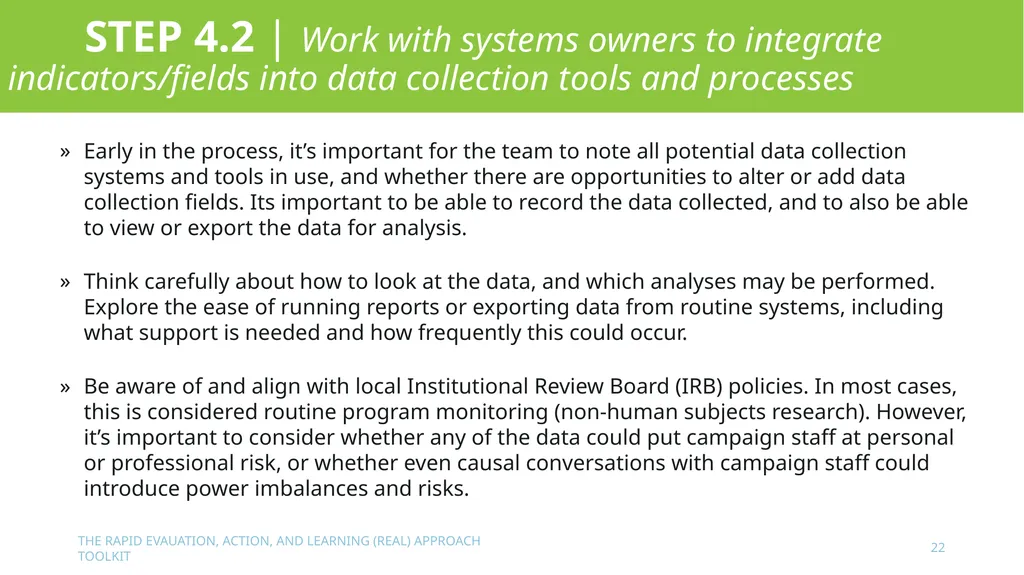 The Rapid Evaluation, Action, and Learning (REAL) - slide 22 of 29