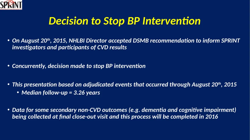 Systolic Blood Pressure Intervention Trial - slide 18 of 31