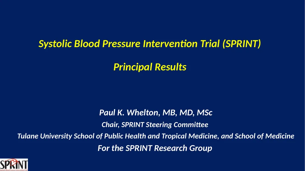 Systolic Blood Pressure Intervention Trial - slide 1 of 31