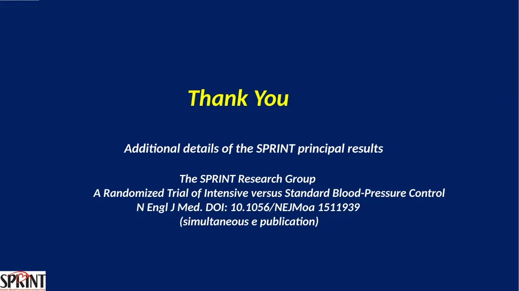 Systolic Blood Pressure Intervention Trial - slide 30 of 31