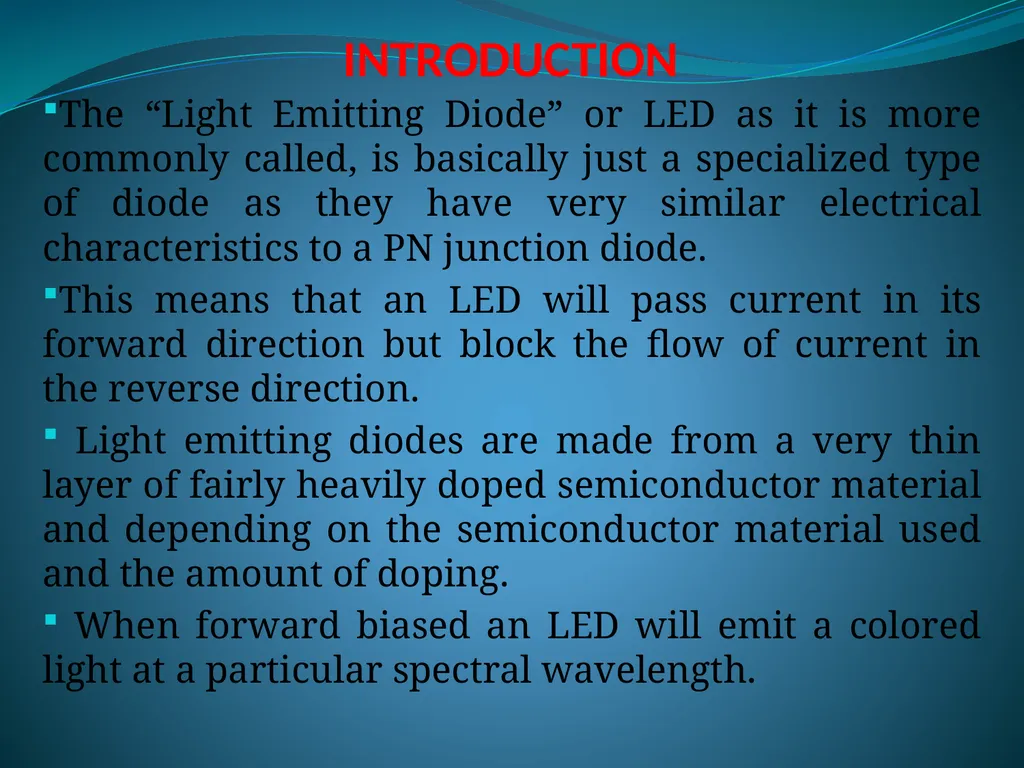 LIGHT EMMITING DIODE(LED) INTRODUCTION The “Light - slide 2 of 26