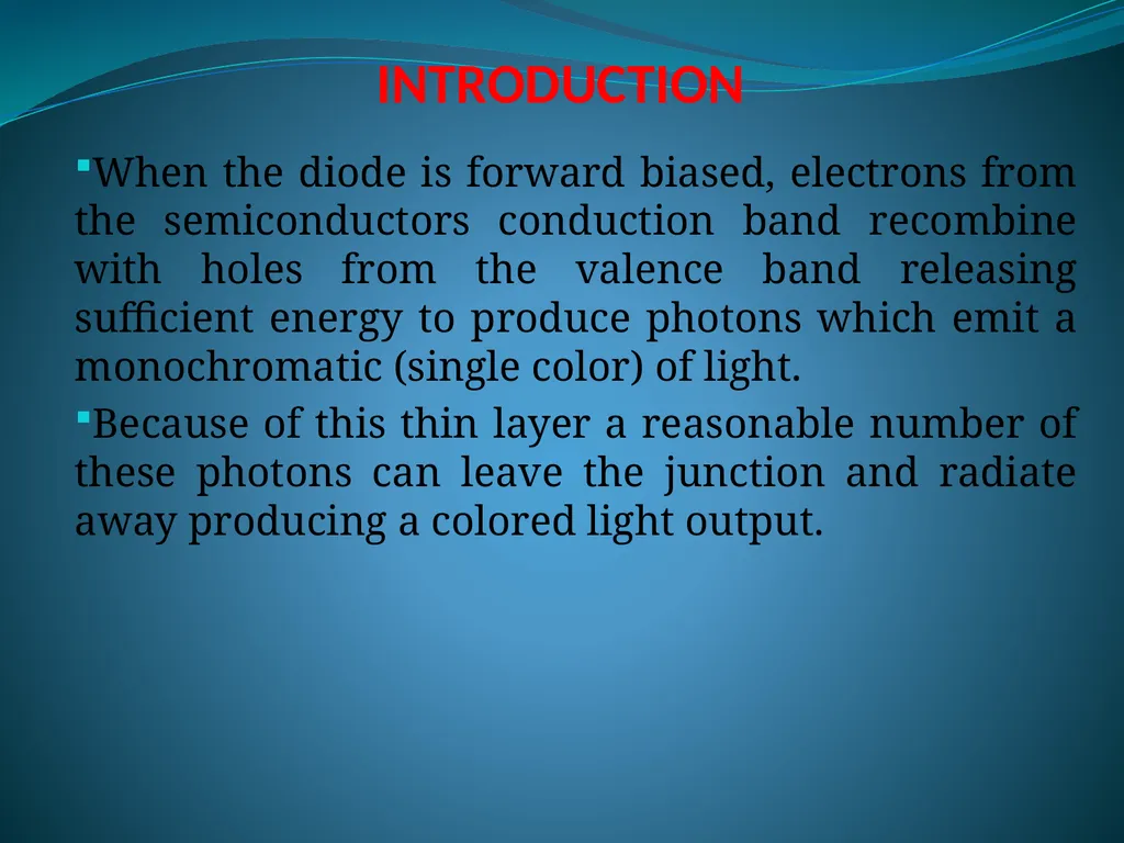 LIGHT EMMITING DIODE(LED) INTRODUCTION The “Light - slide 3 of 26