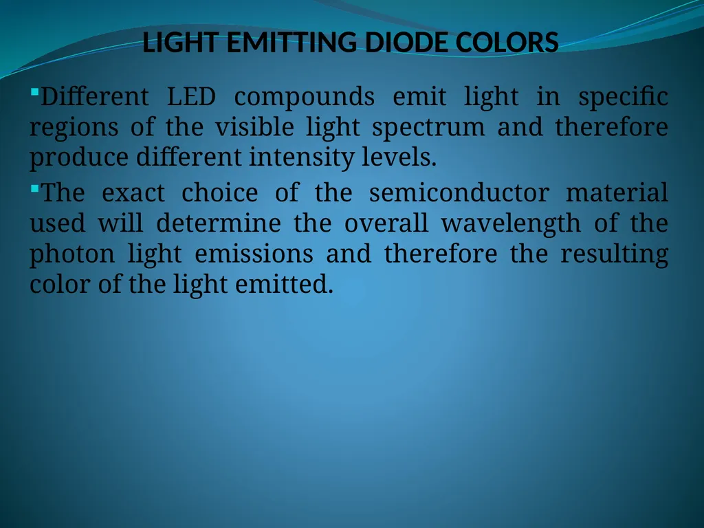 LIGHT EMMITING DIODE(LED) INTRODUCTION The “Light - slide 9 of 26