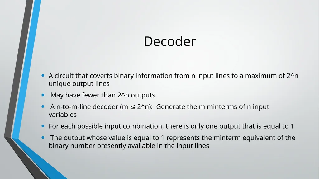 ENCODER and DECODER Application of Combinational - slide 13 of 18