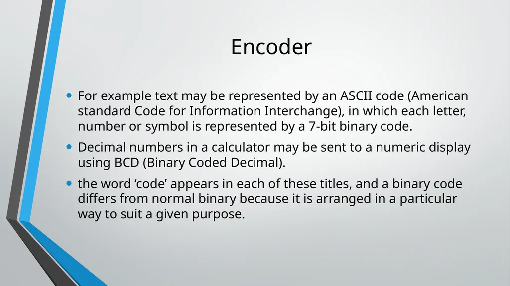 ENCODER and DECODER Application of Combinational - slide 3 of 18