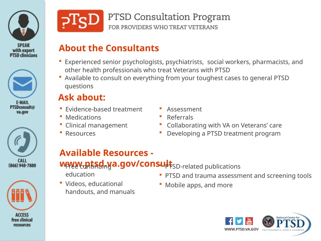 PTSD Consultation Program for providers who treat - slide 2 of 2