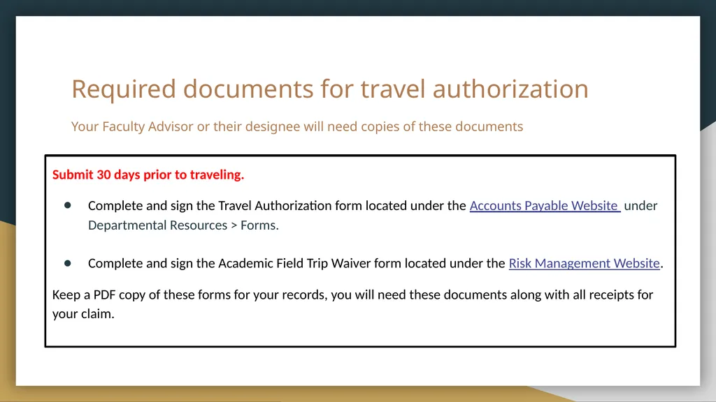 Student Travel Before you travel you must be - slide 4 of 8