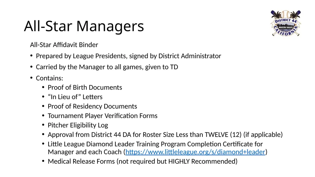 Little League CA District 44 TOC & All-Star - slide 24 of 26
