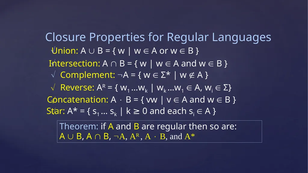 Regular Languages’ Closure Properties, Take 2 CS - slide 11 of 11