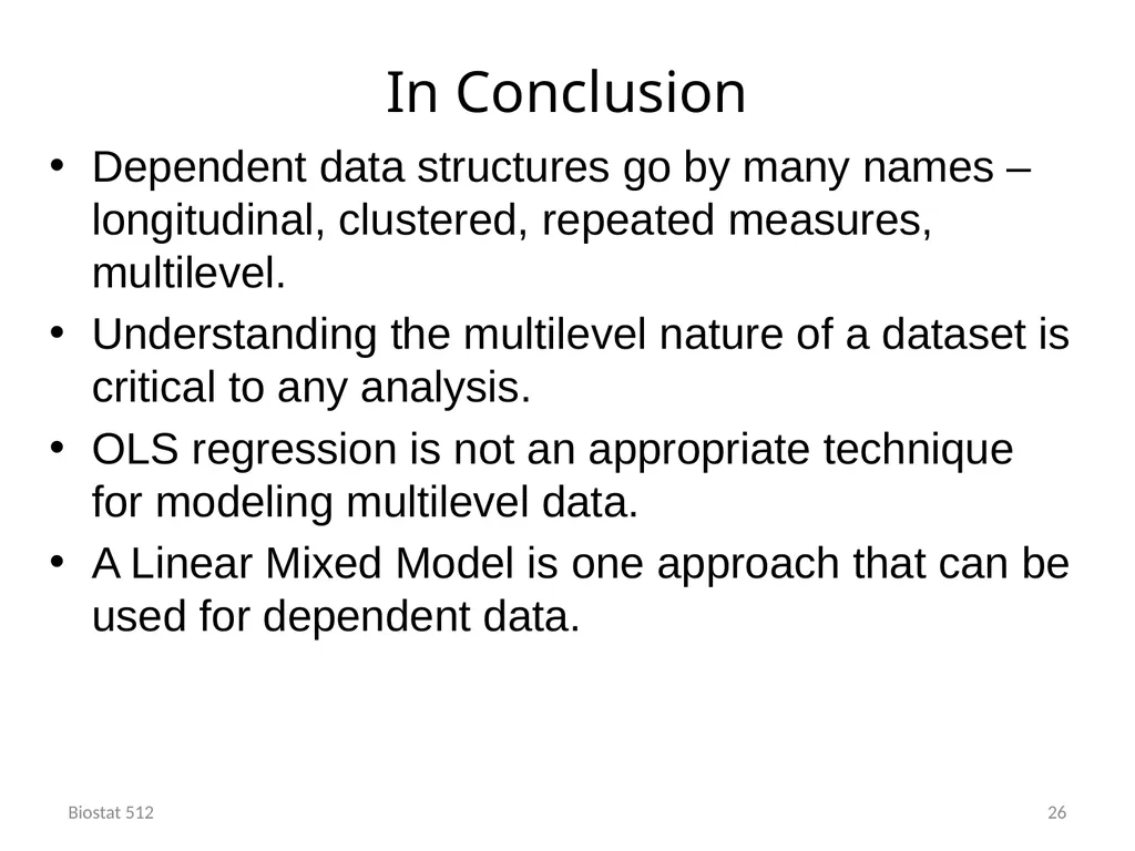 Analysis of Clustered and Longitudinal Data Module - slide 26 of 26