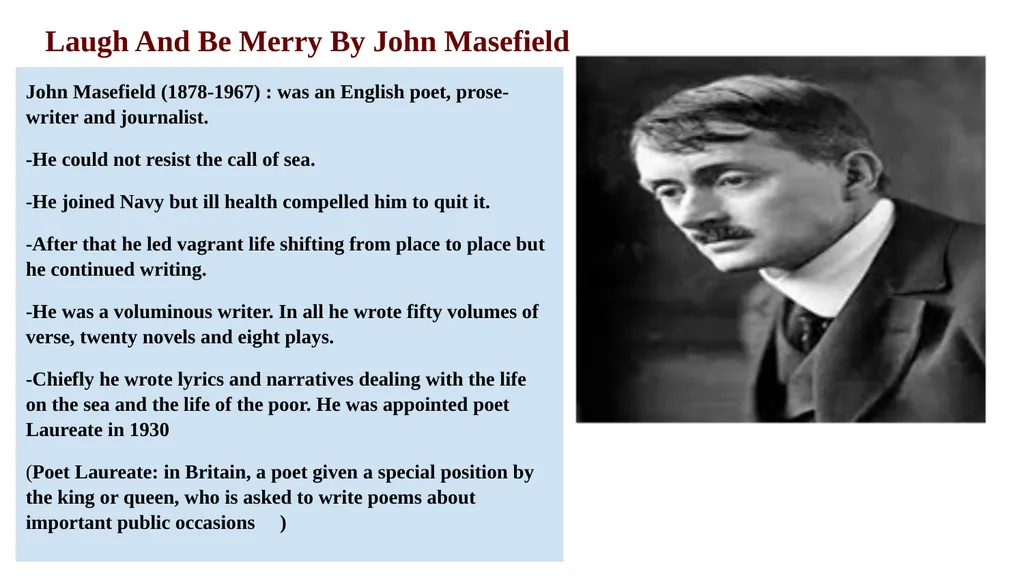 Laugh And Be Merry By John Masefield John - slide 1 of 5