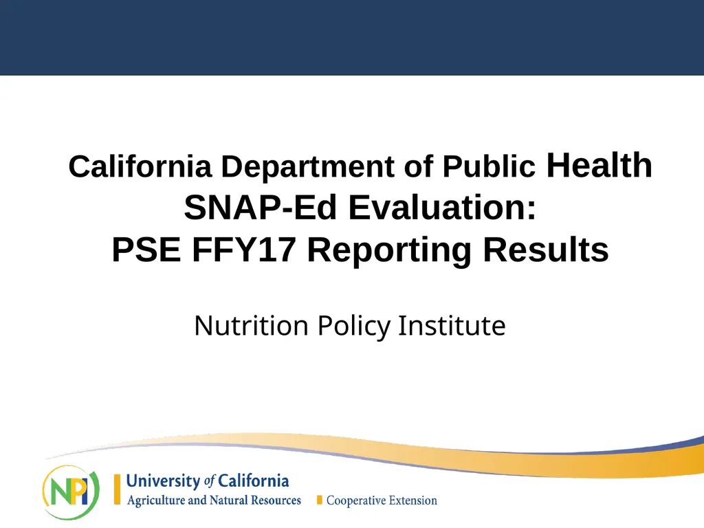 California Department of Public Health SNAP-Ed - slide 1 of 25