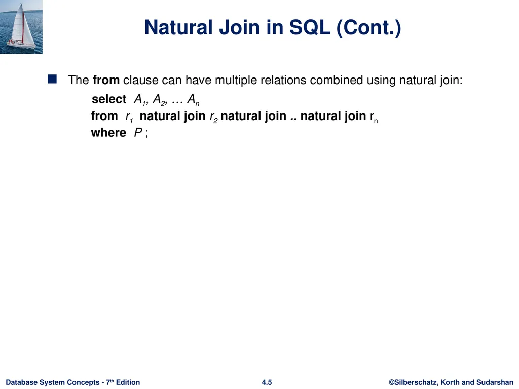 Chapter 4 : Intermediate SQL Outline Join - slide 5 of 58
