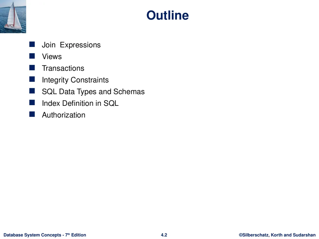 Chapter 4 : Intermediate SQL Outline Join - slide 2 of 58