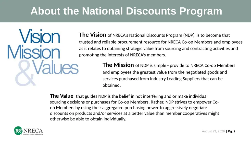 NRECA’s National Discounts Program (NDP) An - slide 2 of 8
