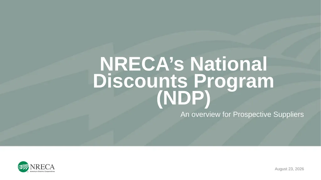 NRECA’s National Discounts Program (NDP) An - slide 1 of 8