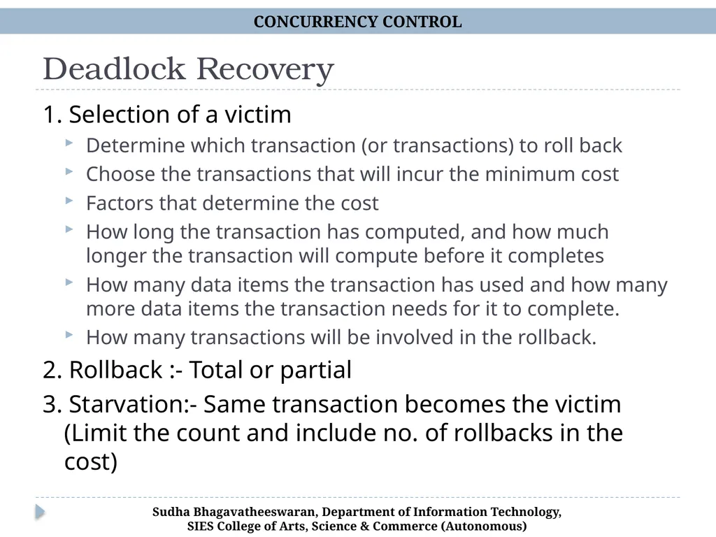 Concurrency Control Chp 15, Database Systems, - slide 20 of 20