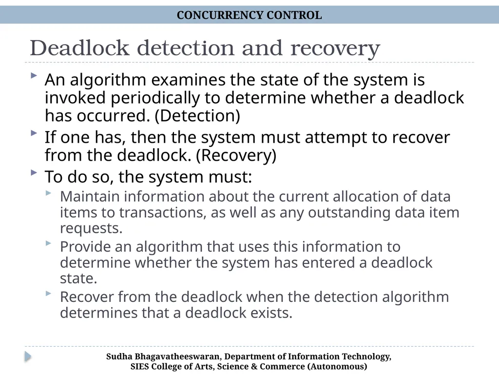Concurrency Control Chp 15, Database Systems, - slide 17 of 20