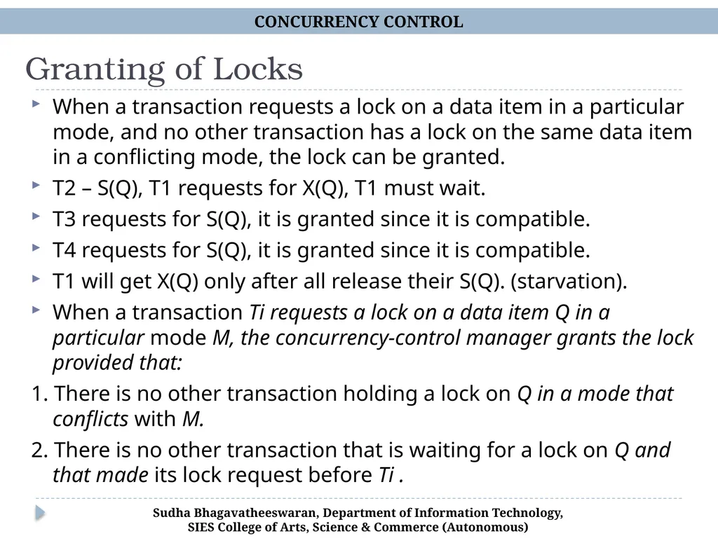 Concurrency Control Chp 15, Database Systems, - slide 6 of 20