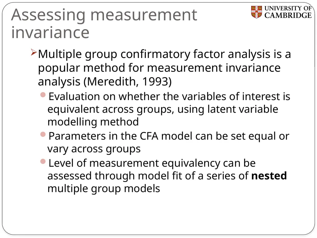 Multiple group measurement invariance analysis in - slide 4 of 37