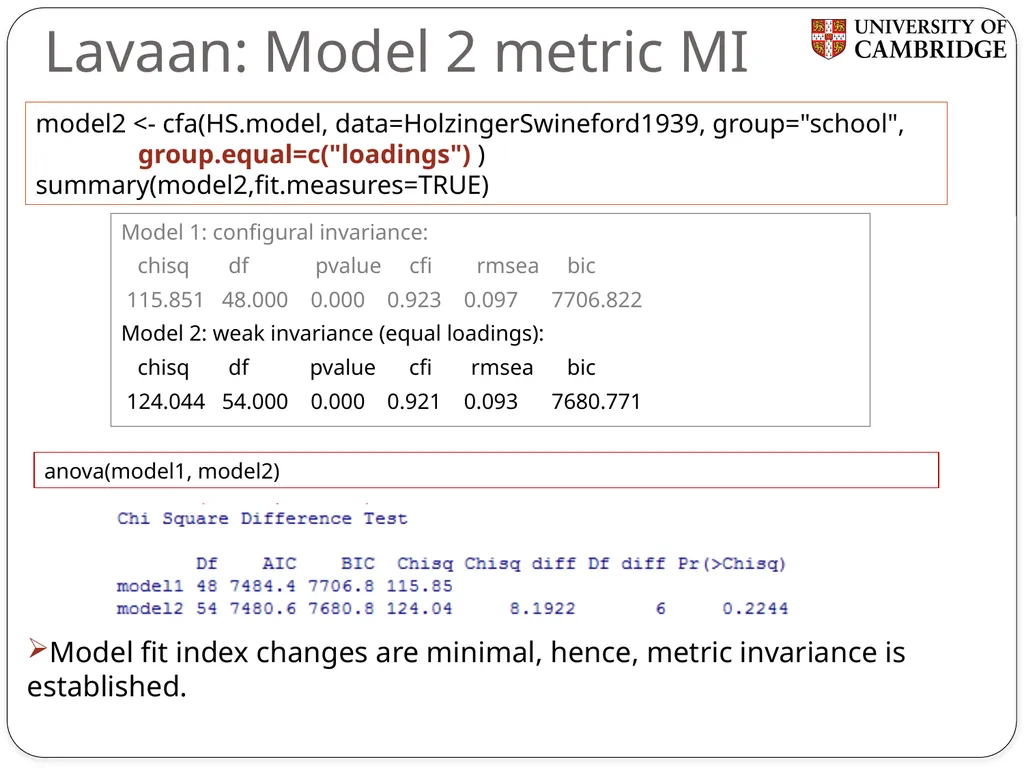 Multiple group measurement invariance analysis in - slide 19 of 37