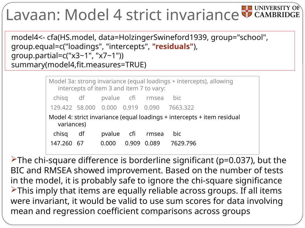 Multiple group measurement invariance analysis in - slide 31 of 37