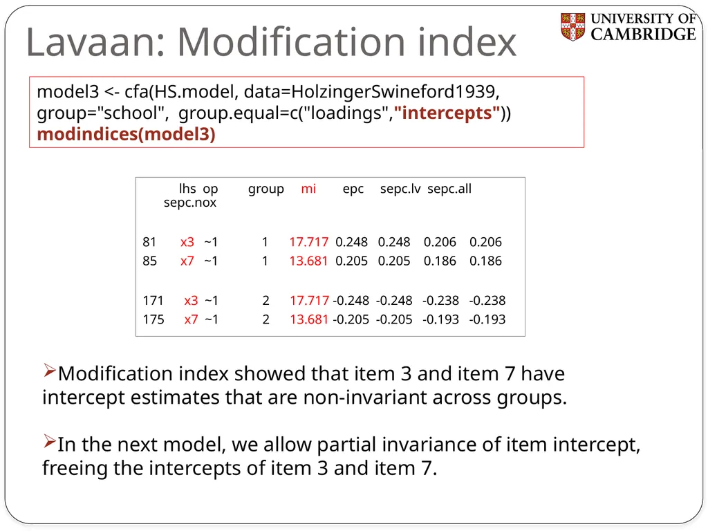 Multiple group measurement invariance analysis in - slide 26 of 37