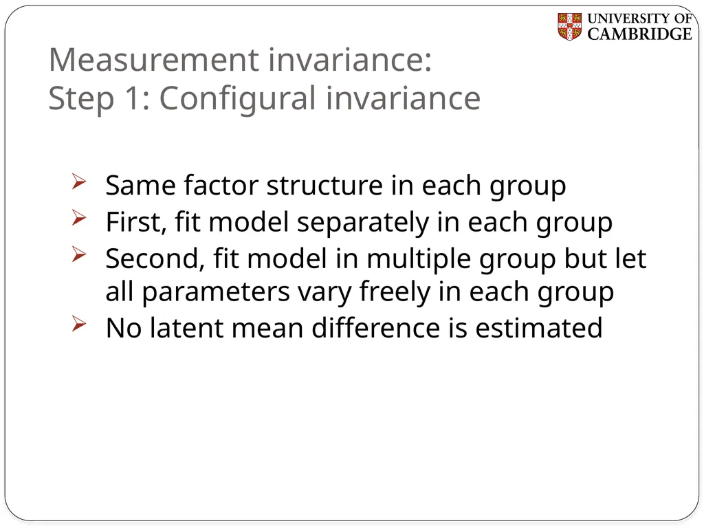 Multiple group measurement invariance analysis in - slide 13 of 37