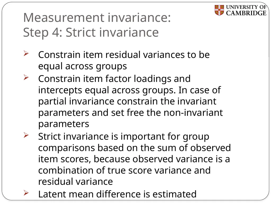 Multiple group measurement invariance analysis in - slide 29 of 37