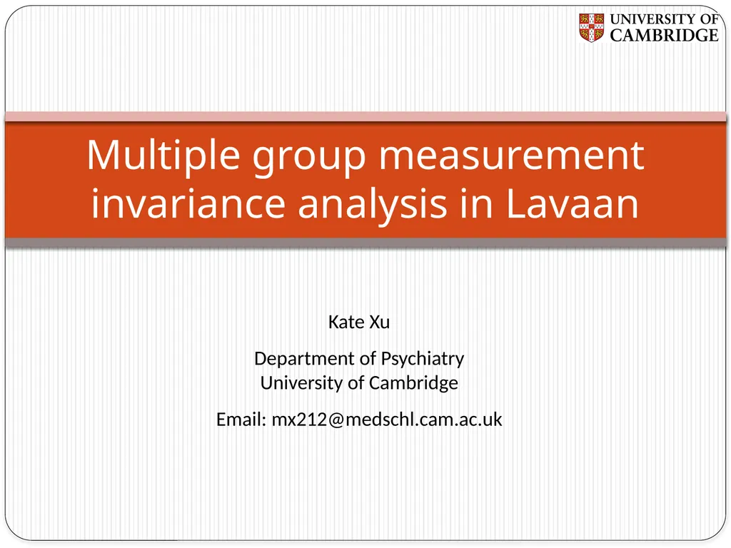 Multiple group measurement invariance analysis in - slide 1 of 37