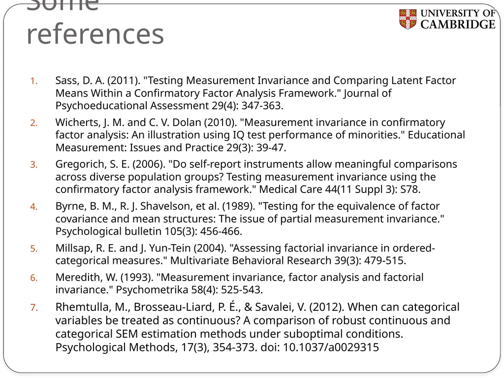 Multiple group measurement invariance analysis in - slide 36 of 37