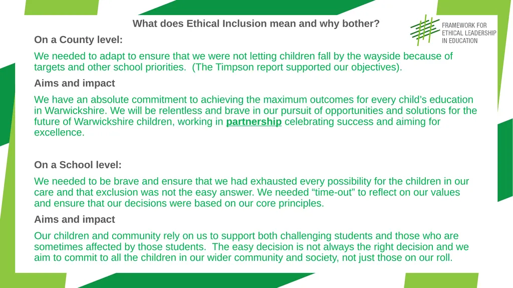 Ethical Inclusion The Coleshill School - slide 3 of 9