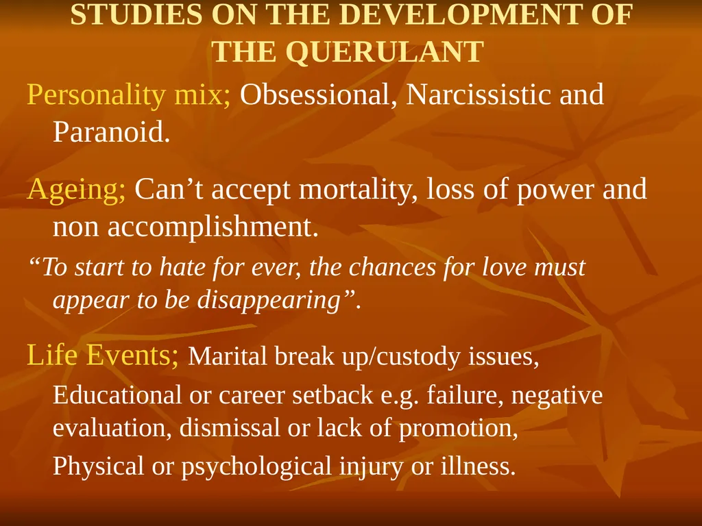 The Unreasonable, Vexatious and Querulant as - slide 9 of 14