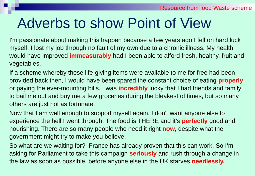 BUILDINg UNDERSTANDING OF Sentences: adverbials - slide 10 of 16